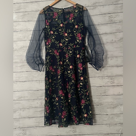 JS Collection Evelyn Illusion Midi Dress Size 6 - Picture 7 of 11